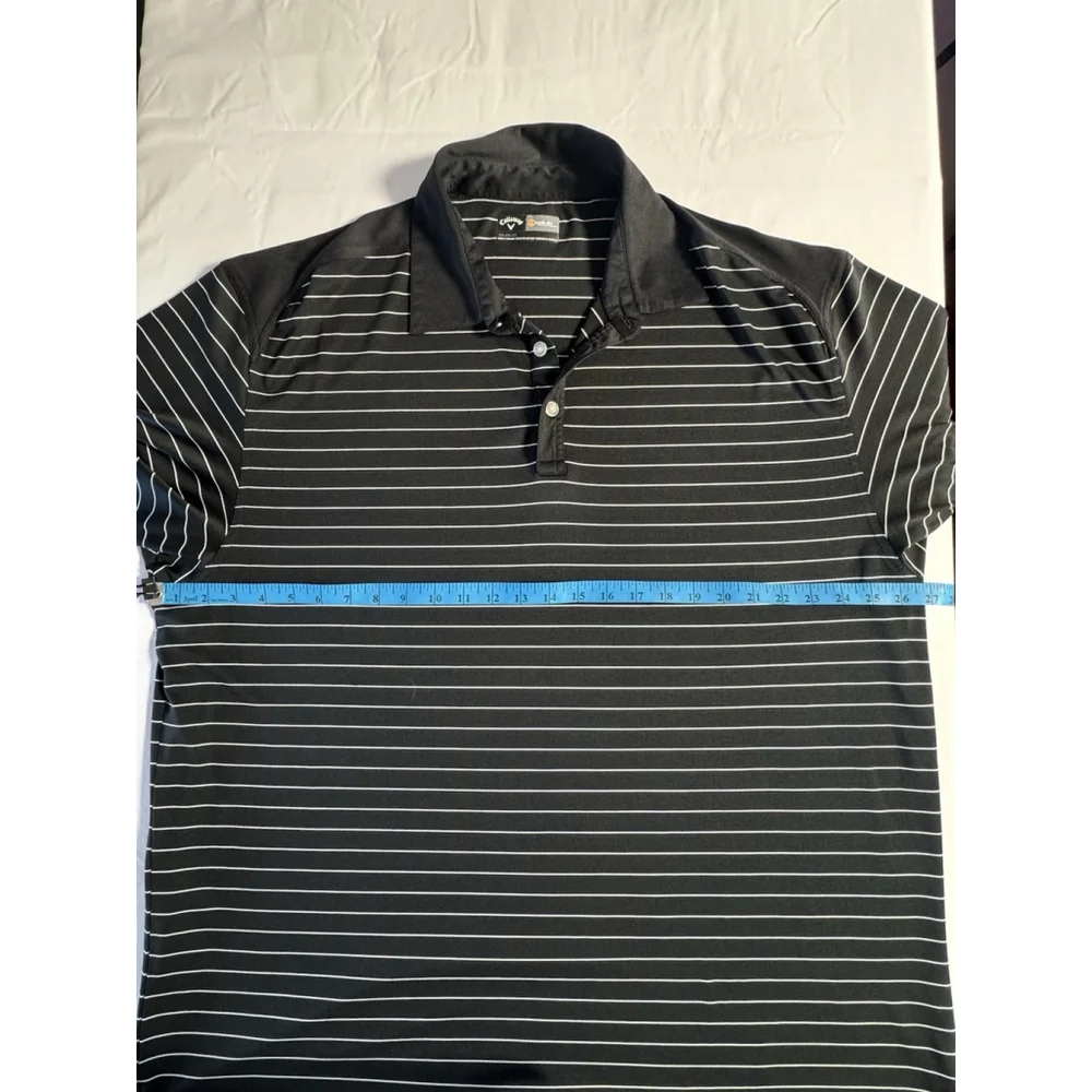 Callaway Opti-Dri Polo Shirt Men’s 2XL Black White Stripe Golf Performanc